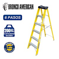 Escalera Tijera Fibra de Vidrio Profesional Simple Ascenso 6 Pasos